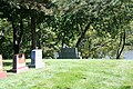 Tombstone of Joseph Raymond McCarthy at St. Mary's Parish Cemetery, Appleton, Wisconsin. The Fox River is in the background.