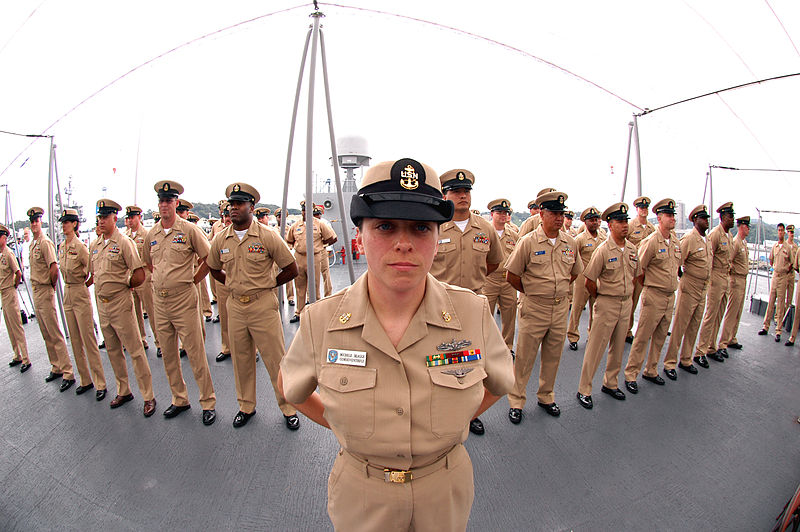 File:US Navy 050916-N-9860Y-064 Chief Cryptologic Technician Michelle Skaggs stands at the head of the formation, after a chief petty officer (CPO) pinning ceremony.jpg
