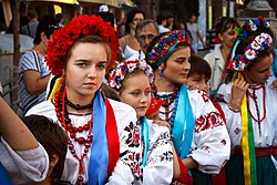 Ukrainian girls wearing vyshyvankas at the Independence Day celebration.jpg