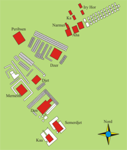 Cemetery B, Umm el-Qa'ab. Tombs of the pharaohs of the first and second dynasty of Egypt. Ummal-qaab.png