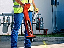 Utility locator tool in use (Perry, Oklahoma, 2011) Using a Utility Locator.jpg