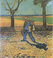 Vincent van Gogh, juli 1888: 'De schilder op weg naar zijn werk' (Arles), olieverf op doek (verbrand)