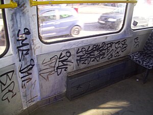 Vandalism in Szczecin tram (3).jpg