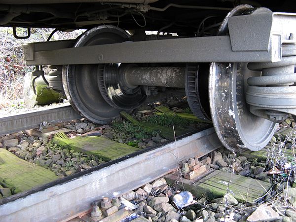 Detail of derailed express train in Prague, Czech Republic (2007)