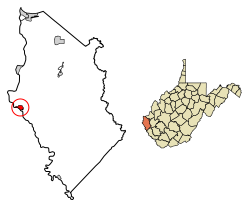 Locatie van Fort Gay in Wayne County, West Virginia.