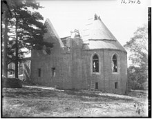 Kumler Chapel under construction in 1917. West side of Kumler Chapel construction 1917 (3191462872).jpg