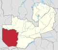 English: Location of en:Western Province, Zambia in Zambia Norsk bokmål: Kart over nb:Western (Zambia) i Zambia