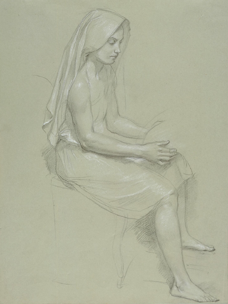 File:William-Adolphe Bouguereau (1825-1905) - Study of a Seated Veiled Female Figure (19th Century).png