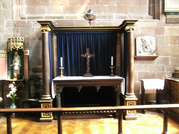 Altar, c. 1635, the centre of dispute between Puritans and Laudians, possibly consecrated by Laud himself