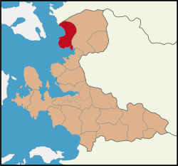 Location of Dikili district within Turkey.
