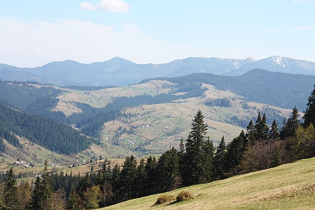 The Carpathians in the Zakarpattia Oblast are the highest mountain range in Ukraine