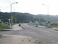 天の川橋（2019年7月5日撮影）上ノ国町字大留、終点（江差町）側から。七夕直前の撮影日だったため、天の川にちなんで欄干に笹飾りが飾られている。