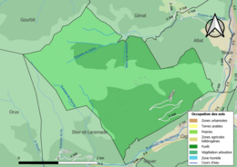 Barevná mapa znázorňující využití půdy.