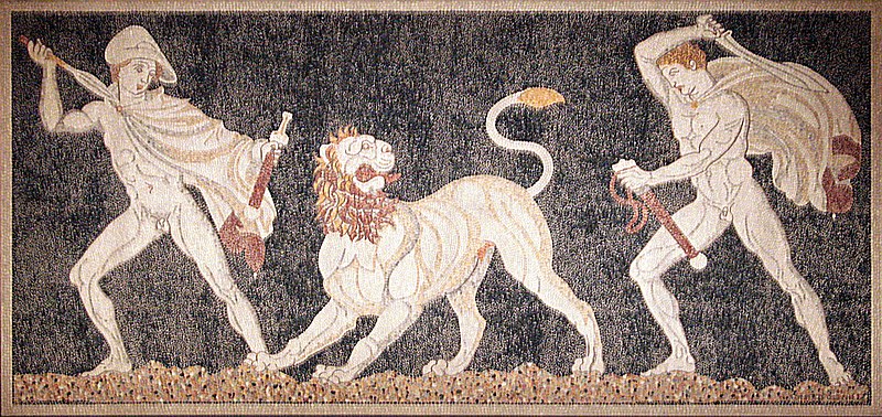 File:0 Mosaïque de la chasse au lion - Musée archéologique de Pella.JPG