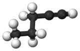 1-pentin'in küre-çubuk modeli