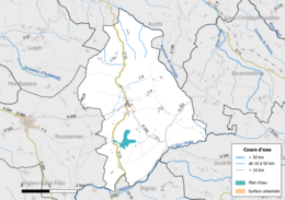 Mapa kolorowa przedstawiająca sieci hydrograficzne gminy