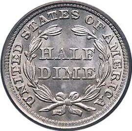 Reverse of the Seated Liberty Half Dime.