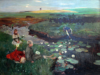 Ludwig Dettmann, Près des nénuphars dans le marais (1897), Flensbourg, Museumsberg Flensburg (de). Œuvre figurant dans la liste des dons de Dieu.