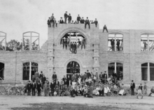 Construction of Kivett Hall in 1902 (completed in 1903). Kivett is the oldest remaining building on Campbell University's campus today. 1902 Kivett Hall Construction.png