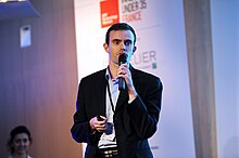 Matthieu Claybrough during award ceremony of MIT Technology Review in 2016. 2016.04.13 Matthieu Claybrough MIT Technology Review.jpg