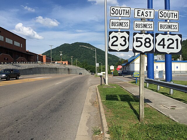 US 23 Bus./US 58 Bus./US 421 Bus. in Gate City