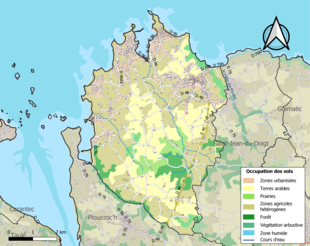 Barevná mapa znázorňující využití půdy.