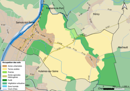 Carte des infrastructures et de l'occupation des sols en 2018 (CLC) de la commune.