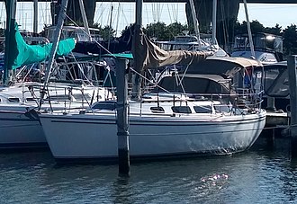 A 1983 Catalina 36 (right), with a Catalina 36 Mark II (left) A 1983 Catalina is in the foreground, and a Catalina MK II of unknown vintage is to her port.jpg