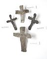 A selection of four lead mortuary crosses Wellcome L0035481.jpg
