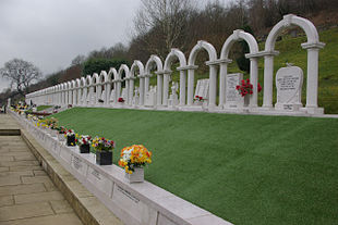 Memorial marking the graves of children killed in the disaster Aberfan Cemetery geograph-3377917-by-Stephen-McKay.jpg