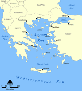 Расположение Эгейского моря