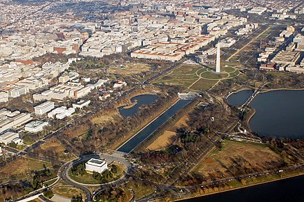 National Mall, a landscaped park extending from the Lincoln Memorial to the United States Capitol