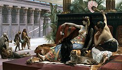 Cleopatra Testing Poisons on Condemned Prisoners by Alexandre Cabanel (1887). Alexandre Cabanel - Cleopatre essayant des poisons sur des condamnes a mort.jpg