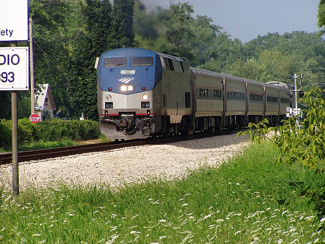 Amtrak's Wolverine passing through Porter, Indiana