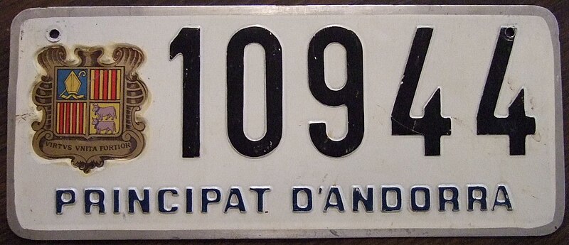 File:Andorra passenger license plate 1970s.jpg