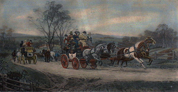 Early coach drawn by horses