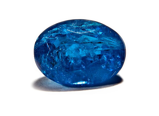 Faceted blue apatite, Brazil