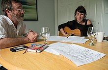 Ashley Condon and David Francey during a writing session 2014 Ash and David - writing.jpg