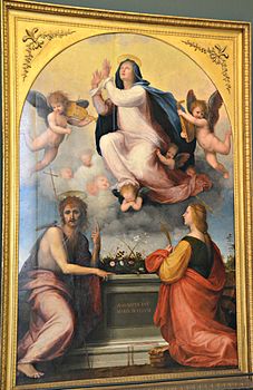 Jungfruns antagande med Sankt Johannes Döparen och Sankta Katarina av Alexandria, Fra Bartolomeo 001.JPG