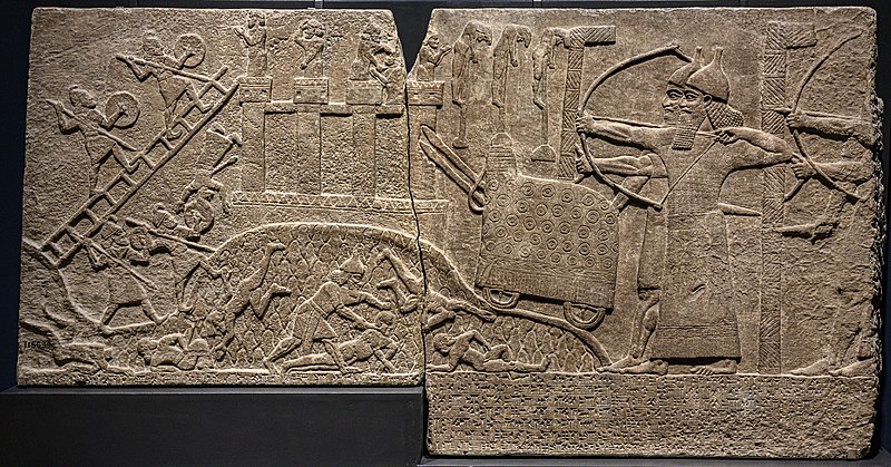 File:Assyrian Relief Attack on Enemy Town from Kalhu (Nimrud) Central Palace reign of Tiglath-pileser III British Museum - 2.jpg