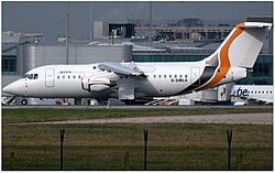 Avro RJ85 G-SMLA at Manchester (32877147452).jpg
