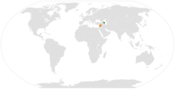 Mapa označující umístění Ázerbájdžánu a Sýrie