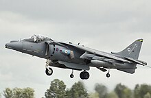 The Harrier--the world's first operational fighter jet with thrust vectoring, enabling VTOL capabilities BAe Harrier GR9 ZG502 landing arp.jpg