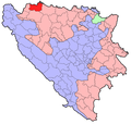 Collocatio finium municipii in Bosnia et Herzegovina et in Re publica Serbica.