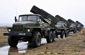 Produsul 2B17 (BM-21-1) bazat pe Ural-4320 în 4th Guards.  otbr.  2011.