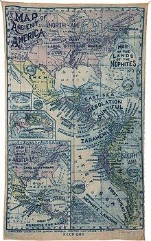 G[eorge] F. Weston, MAP OF ANCIENT AMERICA [:] LECTURE SIZE. Independence, Missouri: [Herald Publishing House?], 1899. Depicts a hemispheric model of Book of Mormon lands. Image courtesy of Boston Rare Maps. BRM3458-Weston-Map-of-Ancient-America Mormon-1899 lowres-1888x3000.jpg