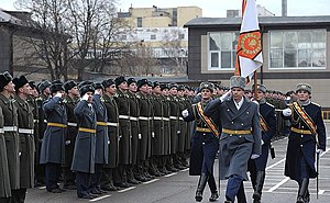 Banner group marching in front of the cadets of the Ryazan Guards Higher Airborne Command School Banner of Ryazan Higher Airborne Command School (1).jpg