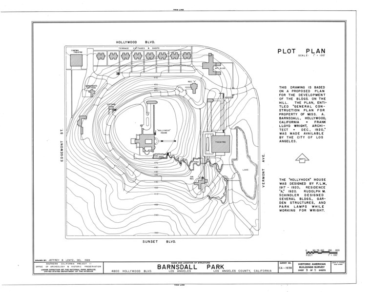 File:Barnsdall Park, 4800 Hollywood Boulevard, Los Angeles, Los Angeles County, CA HABS CAL,19-LOSAN,55- (sheet 3 of 5).tif