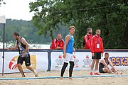 Deutsch: Beachhandball Europameisterschaften 2019 (Beach handball Euro); Tag 3: 4. Juli 2019 – Männer, Platzierungsrunde Gruppe III, Italien-Montenegro 2:0 (22:15, 18:7) English: Beach handball Euro; Day 3: 4 July 2019 – Men Consolation Round Group III – Italy-Montenegro 2:0 (22:15, 18:7)