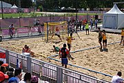 Deutsch: Beachhandball bei den Olympischen Jugendspielen 2018; Tag 4, 10. Oktober 2018; Jungs, Vorrunde, Gruppe B - Portugal-Paraguay 2:0 English: Beach handball at the 2018 Summer Youth Olympics at 10 October 2018 – Boys Preliminary Round Group B – Portugal-Paraguay 2:0